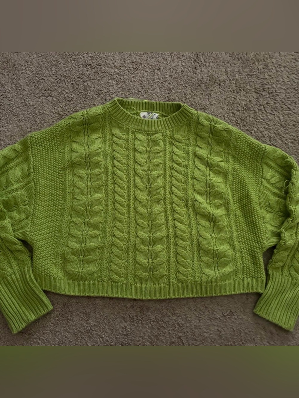 Hippie Rose Lime Green Knit  cropped Sweater